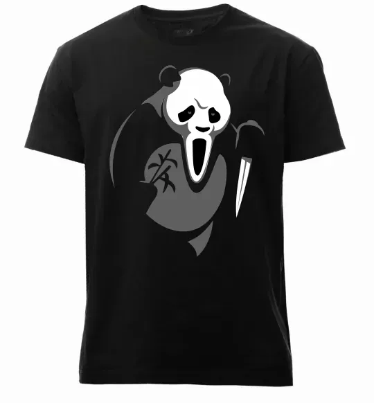 Мужская премиум футболка ПАНДА з фільму крик Черный фото