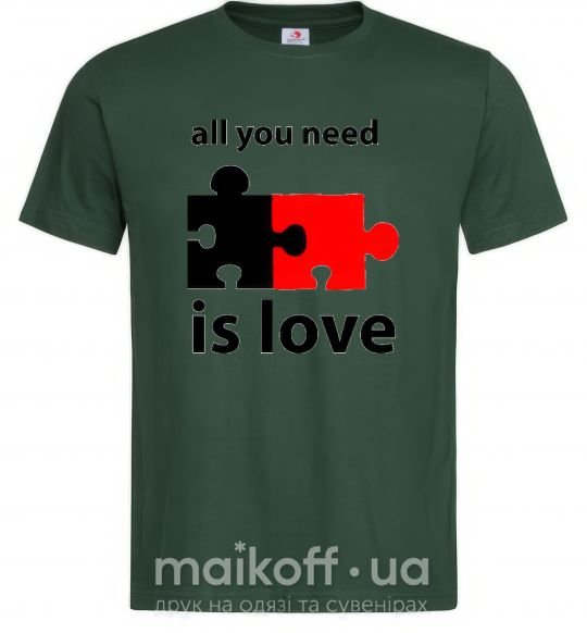 Мужская футболка ALL YOU NEED IS LOVE Puzzle Темно-зеленый фото