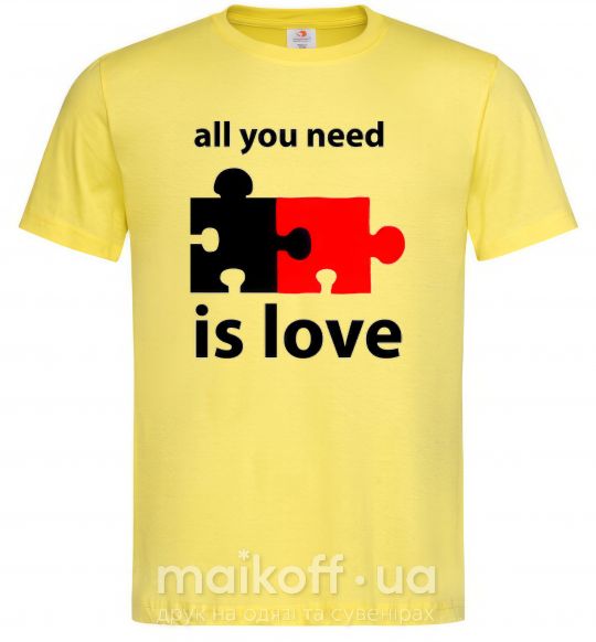 Мужская футболка ALL YOU NEED IS LOVE Puzzle Лимонный фото