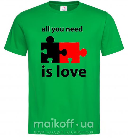 Мужская футболка ALL YOU NEED IS LOVE Puzzle Зеленый фото