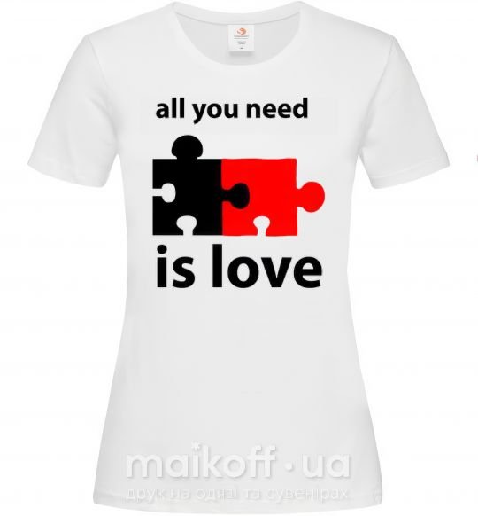 Жіноча футболка ALL YOU NEED IS LOVE Puzzle Білий фото
