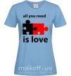 Жіноча футболка ALL YOU NEED IS LOVE Puzzle Блакитний фото