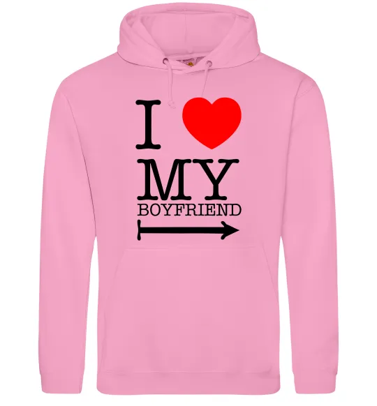 Женская толстовка (худи) I LOVE MY BOYFRIEND Розовый фото
