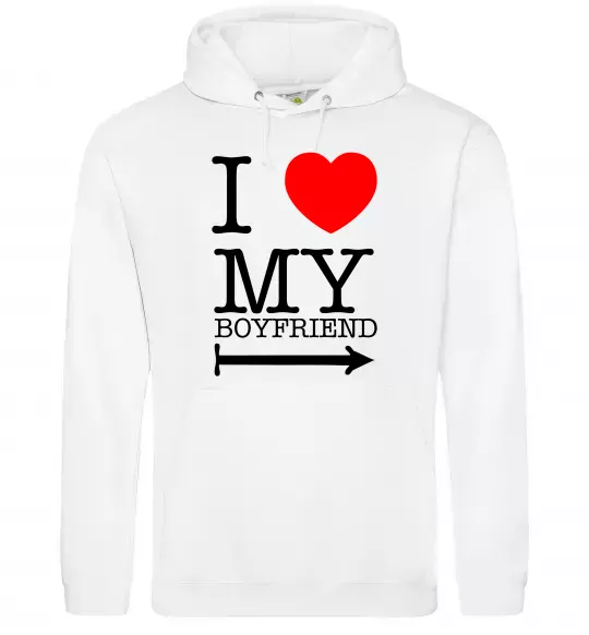 Женская толстовка (худи) I LOVE MY BOYFRIEND Белый фото