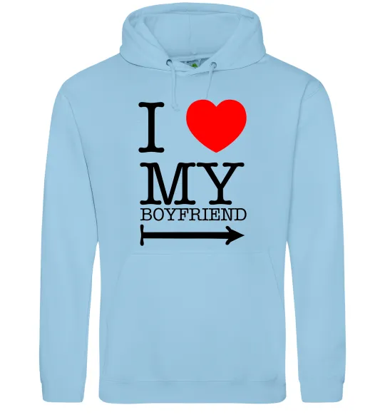 Женская толстовка (худи) I LOVE MY BOYFRIEND Голубой фото