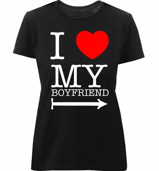 Жіноча преміум футболка I LOVE MY BOYFRIEND Чорний фото