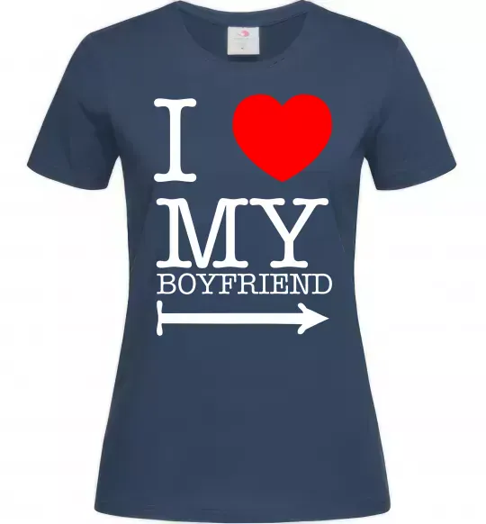 Жіноча футболка I LOVE MY BOYFRIEND Темно-синій фото