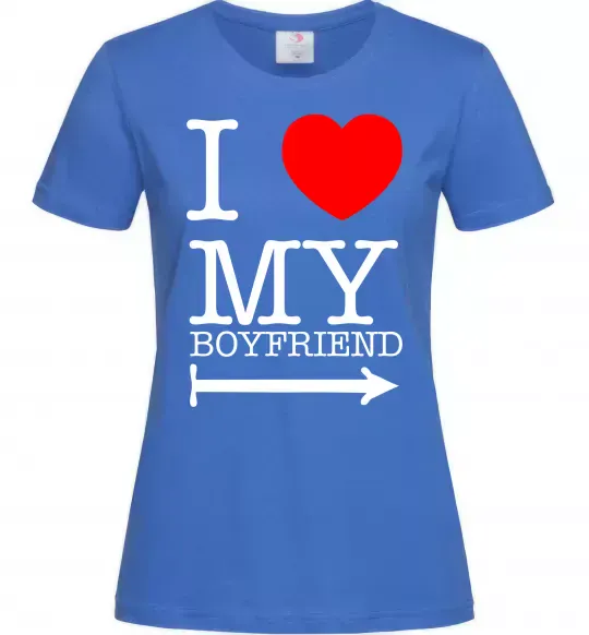 Жіноча футболка I LOVE MY BOYFRIEND Яскраво-синій фото