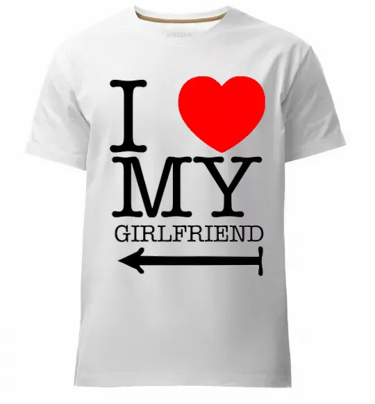 Мужская премиум футболка I LOVE MY GIRLFRIEND Белый фото