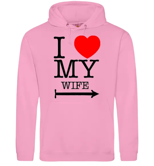 Чоловіча толстовка (худі) I love my wife Рожевий фото