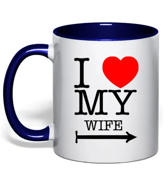Чашка с цветной ручкой I love my wife Глубокий темно-синий фото