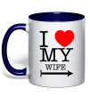 Чашка с цветной ручкой I love my wife Глубокий темно-синий фото
