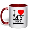 Чашка с цветной ручкой I love my wife Красный фото