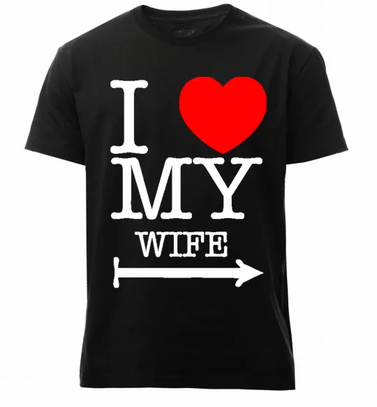 Чоловіча преміум футболка I love my wife Чорний фото