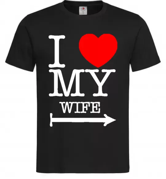 Мужская футболка I love my wife Черный фото
