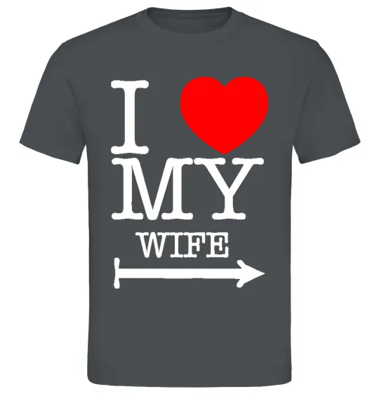 Мужская футболка I love my wife Графит фото