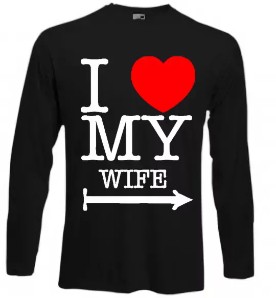 Лонгслив I love my wife Черный фото
