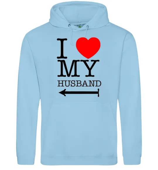 Жіноча толстовка (худі) I love my husband Блакитний фото