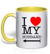 Чашка с цветной ручкой I love my husband Солнечно желтый фото