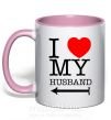 Чашка з кольоровою ручкою I love my husband Ніжно рожевий фото