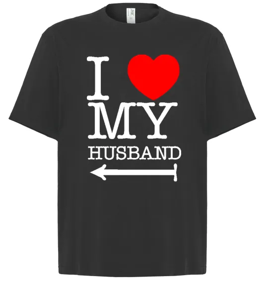 Футболка Оверсайз I love my husband Черный фото