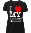 Женская премиум футболка I love my husband Черный фото