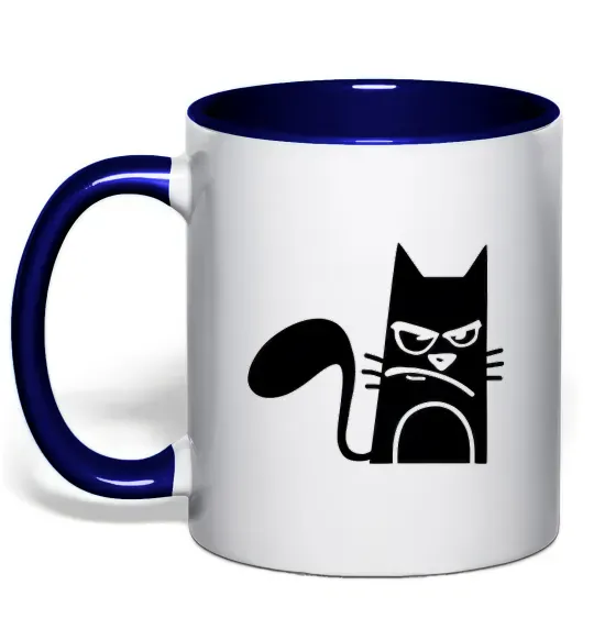 Чашка з кольоровою ручкою ANGRY CAT Глибокий темно-синій фото