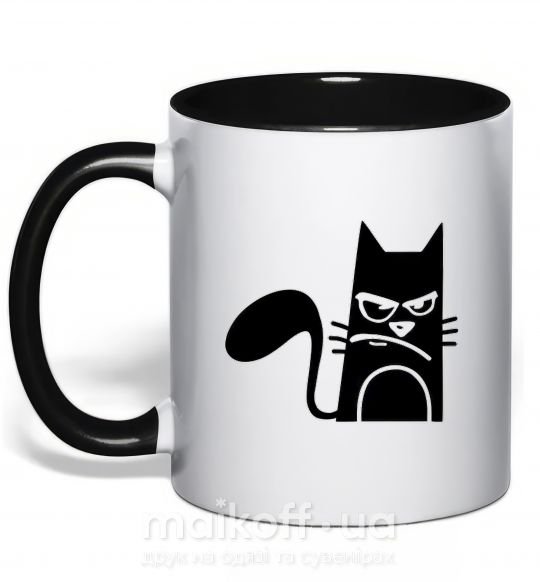 Чашка с цветной ручкой ANGRY CAT Черный фото