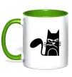Чашка з кольоровою ручкою ANGRY CAT Зелений фото