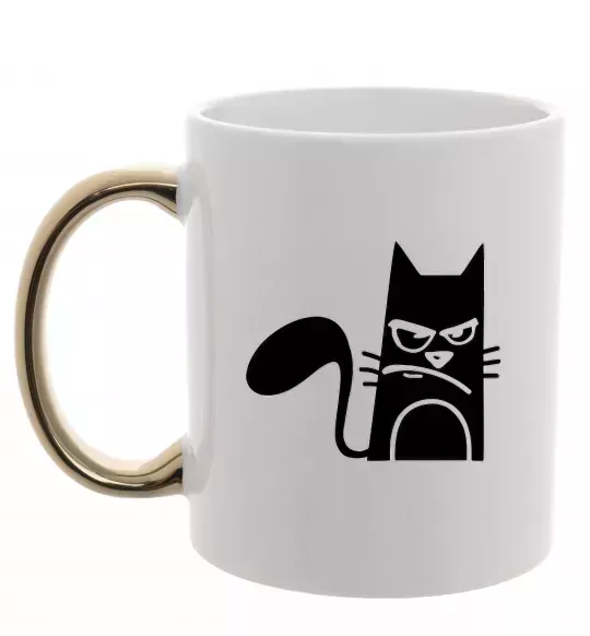 Чашка з кольоровою ручкою ANGRY CAT Золото фото