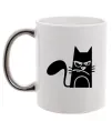 Чашка з кольоровою ручкою ANGRY CAT Срібло фото