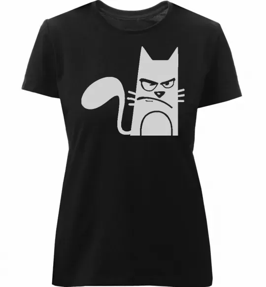 Женская премиум футболка ANGRY CAT Черный фото