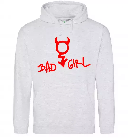 Жіноча толстовка (худі) BAD GIRL Devil Сірий меланж фото