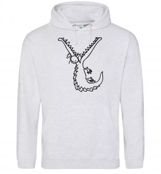 Мужская толстовка (худи) Крокодил Серый меланж фото