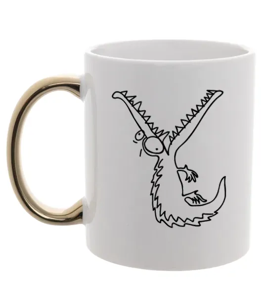 Чашка с цветной ручкой Крокодил Золото фото