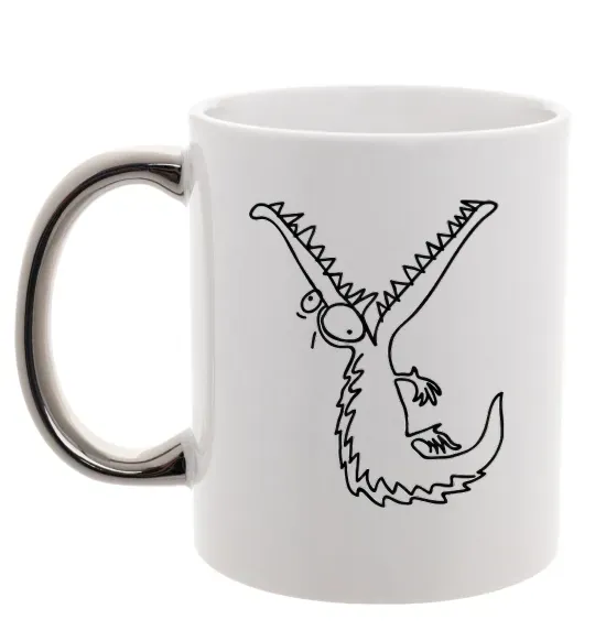 Чашка с цветной ручкой Крокодил Серебро фото