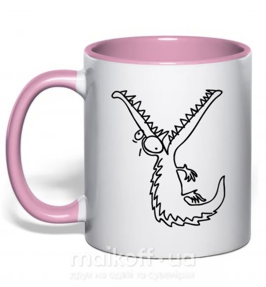 Чашка з кольоровою ручкою КРОКОДИЛ Ніжно рожевий фото