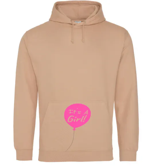 Женская толстовка (худи) GIRL галочка Песочный фото