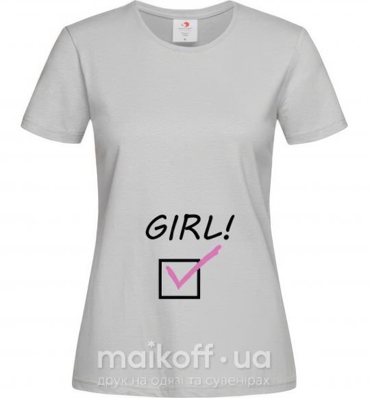 Жіноча футболка GIRL галочка Сірий фото