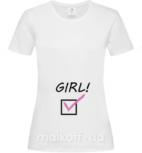 Женская футболка GIRL галочка Белый фото
