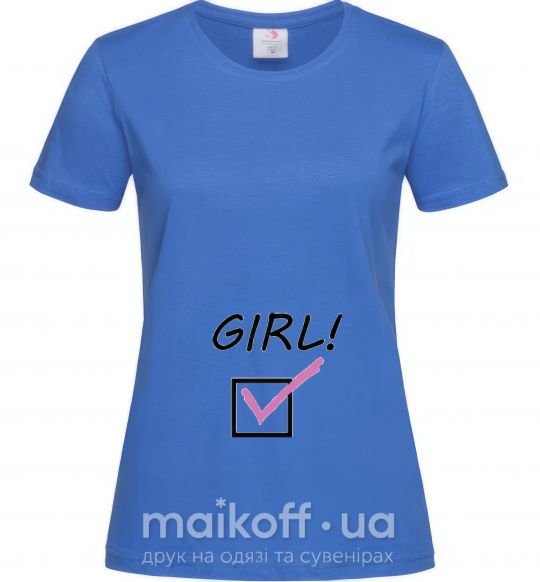 Жіноча футболка GIRL галочка Яскраво-синій фото
