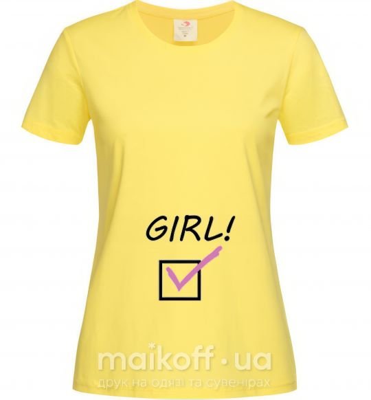 Женская футболка GIRL галочка Лимонный фото
