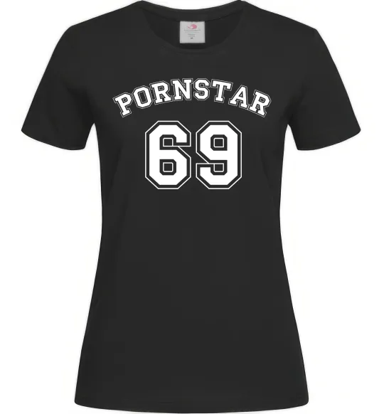 Жіноча футболка Надпись PORNSTAR 69 Чорний фото