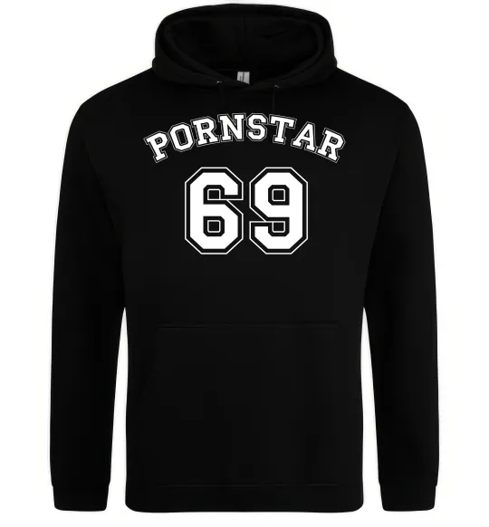 Чоловіча толстовка (худі) Надпись PORNSTAR 69 Чорний фото
