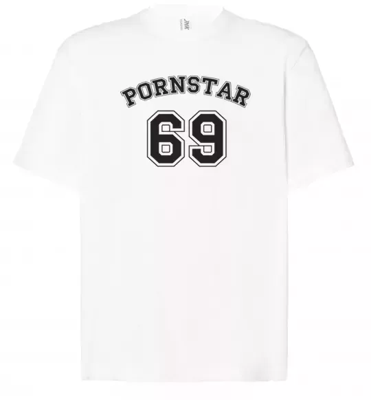Футболка Оверсайз Надпись PORNSTAR 69 Белый фото