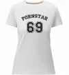 Женская премиум футболка Надпись PORNSTAR 69 Белый фото