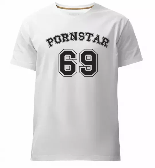 Мужская премиум футболка Надпись PORNSTAR 69 Белый фото