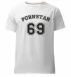 Мужская премиум футболка Надпись PORNSTAR 69 Белый фото