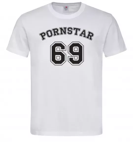 Мужская футболка Надпись PORNSTAR 69 Белый фото