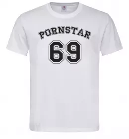 Мужская футболка Надпись PORNSTAR 69 Белый фото